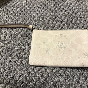 Coach Snowflake Patterned Wristlet in Cream